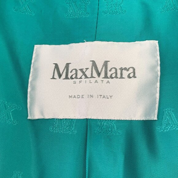 Max Mara Turquoise Teddy Bear Wool & Alpaca Coat Womens Double-Breasted Longline - Picture 6 of 8